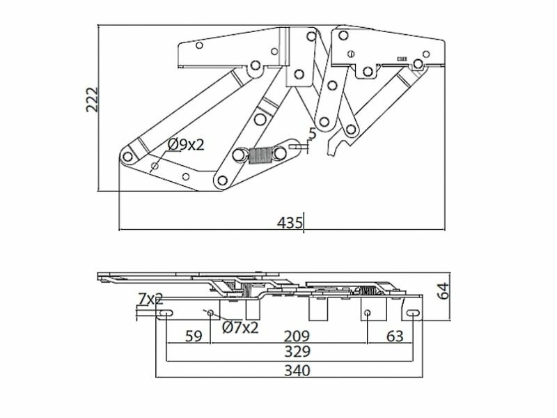 Комплект Механизм трансформации дивана МТ-320 (Клик-Кляк), усиленный