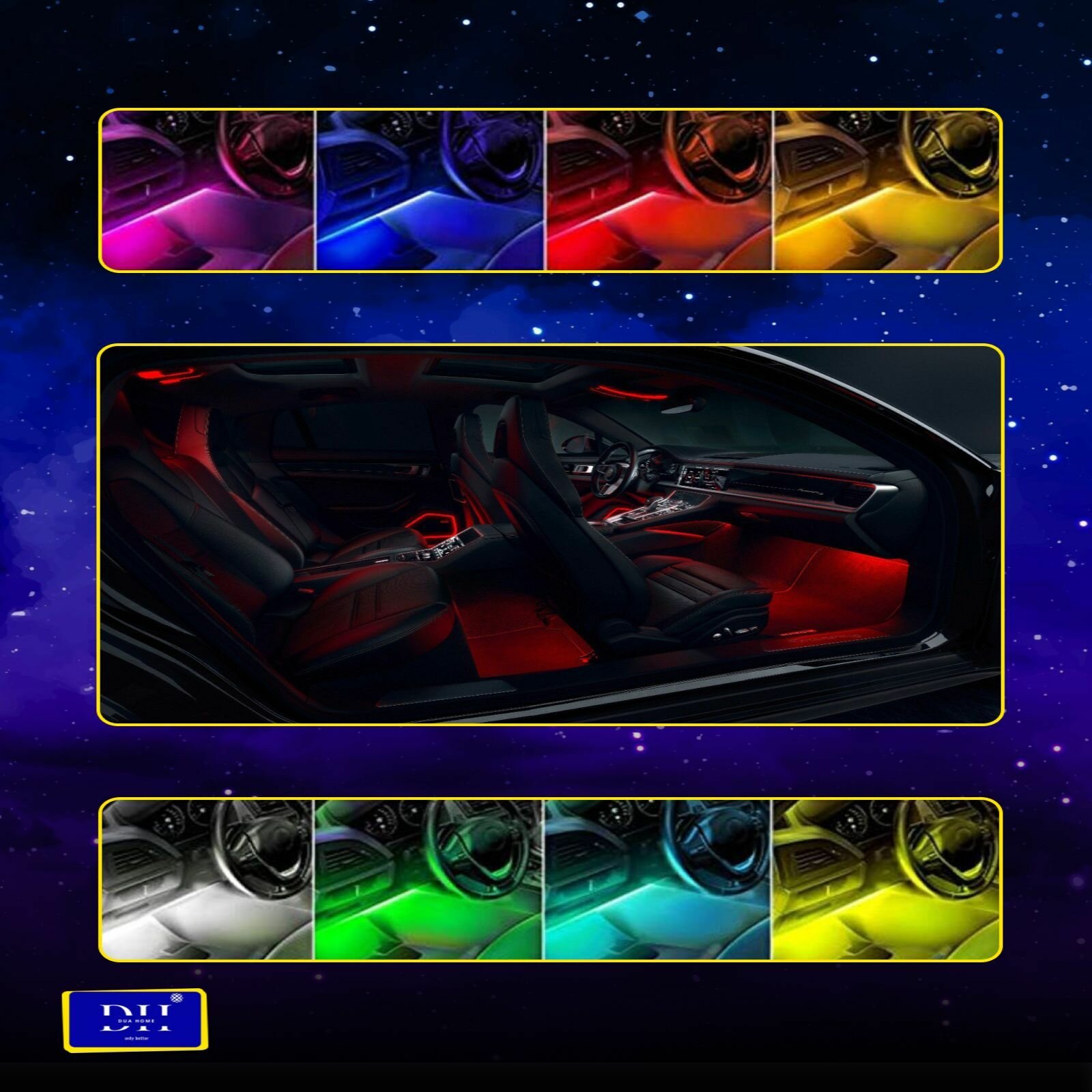 Атмосферная подсветка салона авто в машину LED RGB с ИК-пультом подключение USB 4 модуля — фото 11