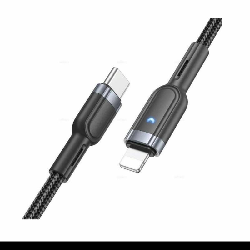 Кабель USB-C Lightning Hoco U117 (20W/интеллектуальное отключение) <черный>