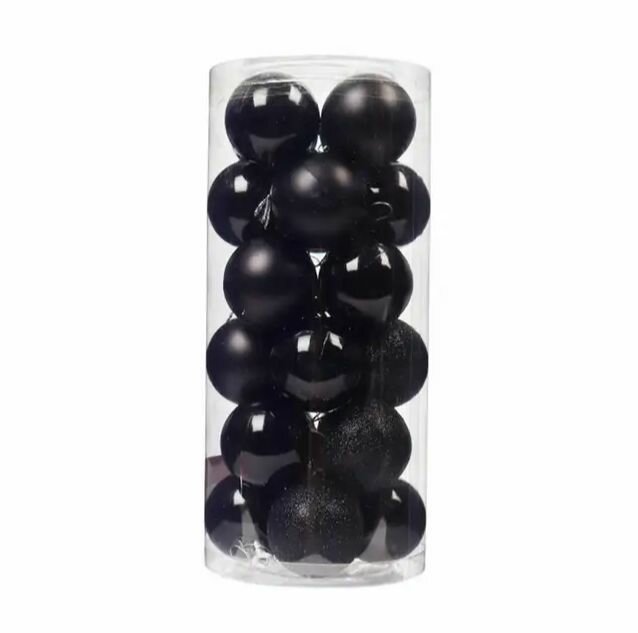 Набор ёлочных шаров 8 см цвет черный 24 шт.
