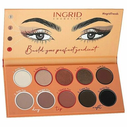 Палетка теней для век Ingrid Foxy eyes, 10 цветов, 12г