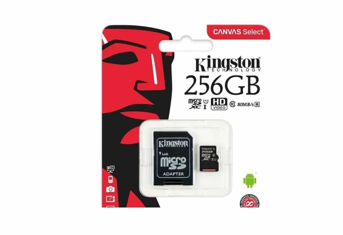 Карта памяти Micro SD 256 Гб / micro SD card + adapter / Карта памяти с переходником