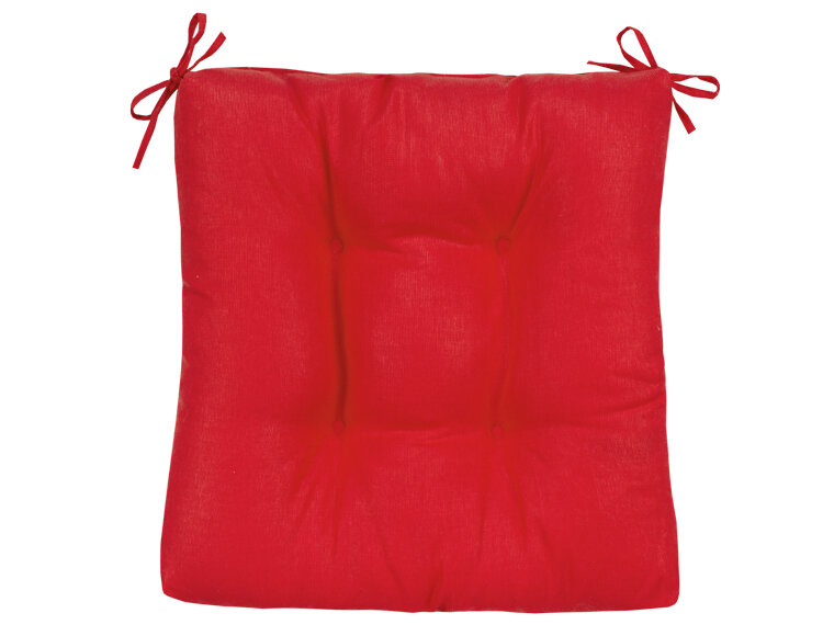 Декоративная подушка (сидушка) толстушка «Клетка красная» рогожка гл. кр. 40х40 см