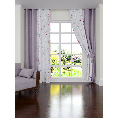 Шторы комбинированные для комнаты Maifon Сиреневые 270х280см