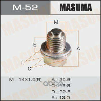Болт маслосливной с магнитом (с шайбой) mitsubishi 14x1.5mm masuma m-52