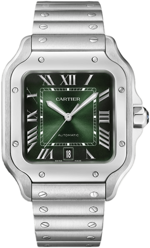 Наручные часы Cartier, зеленый, серебряный