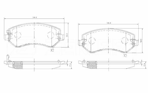 Колодки тормозные передние Chrysler Voyager IV 00- Jeep Cherokee III 01-