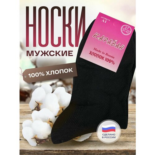 фото Носки караван носки мужские 100% хлопок, 10 пар, размер 27, черный