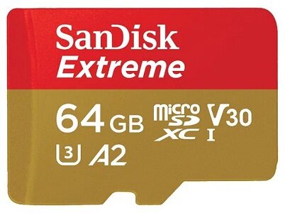 Флеш карта microSD 64GB SanDisk microSDXC Class 10 UHS-I A1 C10 V30 U3 Extreme 170MB/s