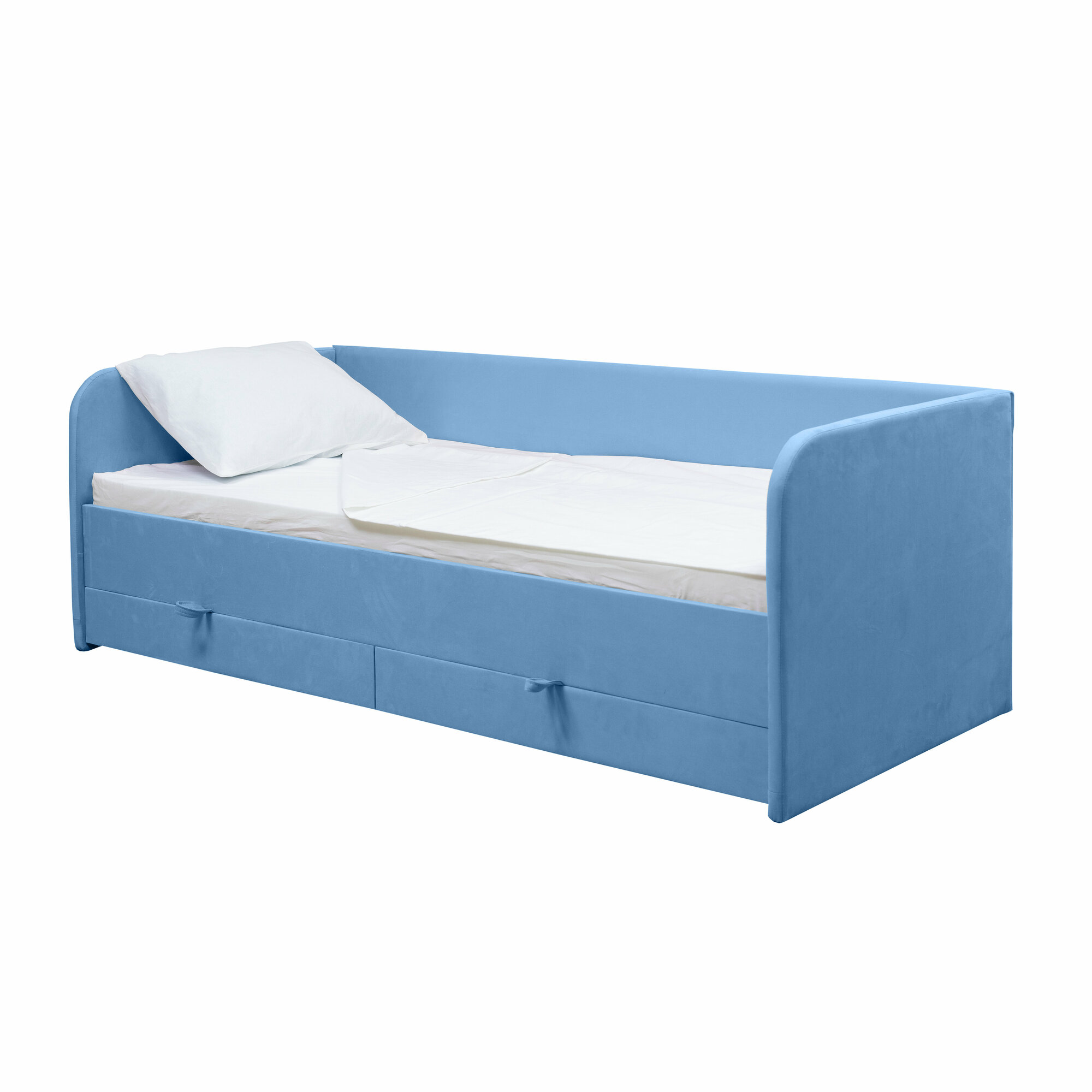 Диван-кровать Софт 1900*800 голубая на ортопедическом основании с ящиками для хранения, кровать детская от 3 лет