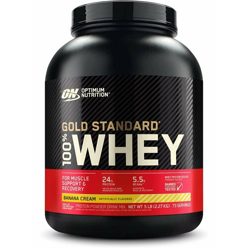 100% Whey Gold Standard 2270 г, Банан протеин optimum nutrition gold standard 100% whey banana cream 2270 гр