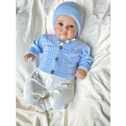 Комплект на выписку для мальчика с вязаным кардиганом Малышеево