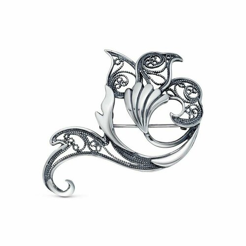 Брошь Красная Пресня, серебро, 925 проба, оксидирование