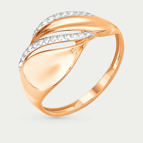 Кольцо GOLD CENTER, желтое золото, 585 проба, фианит, размер 18.5