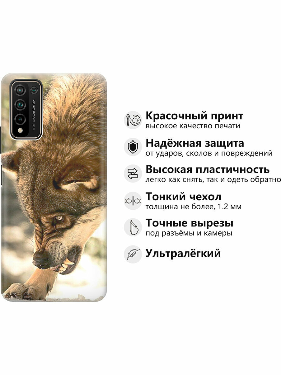 Силиконовый чехол Лютый волк на Honor 10x Lite / Хонор 10Х Лайт — фото 1
