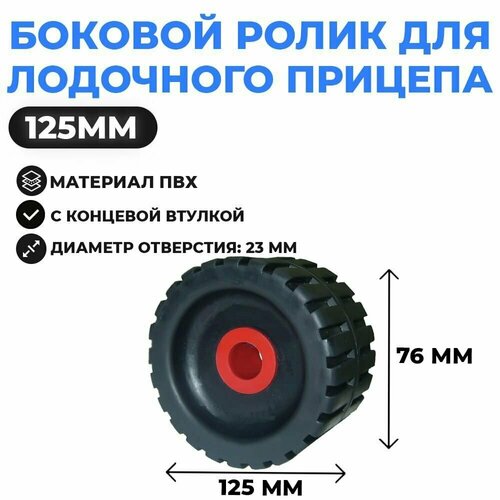 Боковой ролик для лодочного прицепа с концевой втулкой ролик опорный для трейлера 112х72 мм отверстие 22 мм серый тайвань