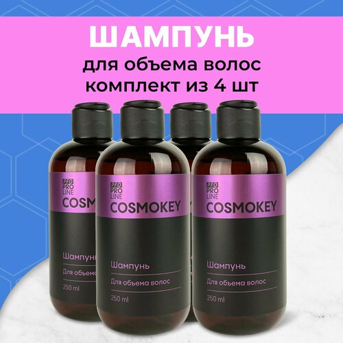 Cosmokey / Космокей Шампунь с протеинами пшеницы для придания объема тонким волосам, 4 шт по 250 мл