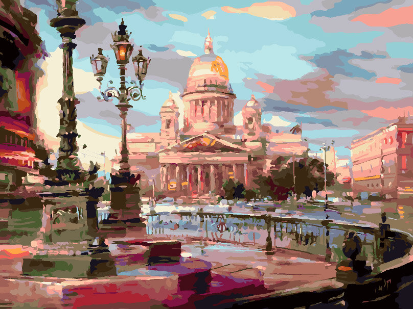 Картина по номерам на холсте Площади Санкт-Петербурга 30х40 см. 1104-AS
