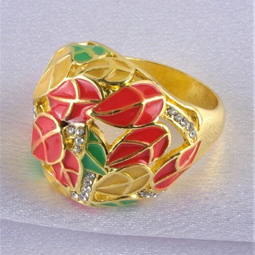 Кольцо Antik Hobby, размер 17, золотой, оранжевый кольцо formygirl бижутерный сплав серебрение размер 17 красный серебряный