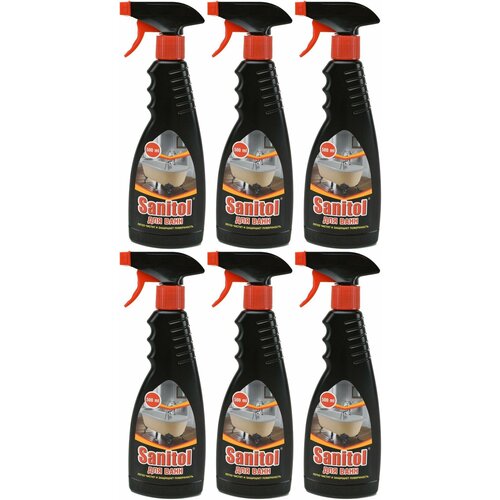 Sanitol Средство для чистки акриловых, эмалированных ванн, с распылителем, 500 мл, 6 шт
