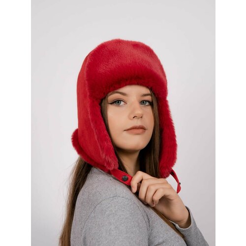 фото Шапка ушанка , размер 54-56, красный нет бренда