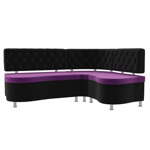 Кухонный угловой диван Вегас правый угол, Микровельвет фиолетовый и черный