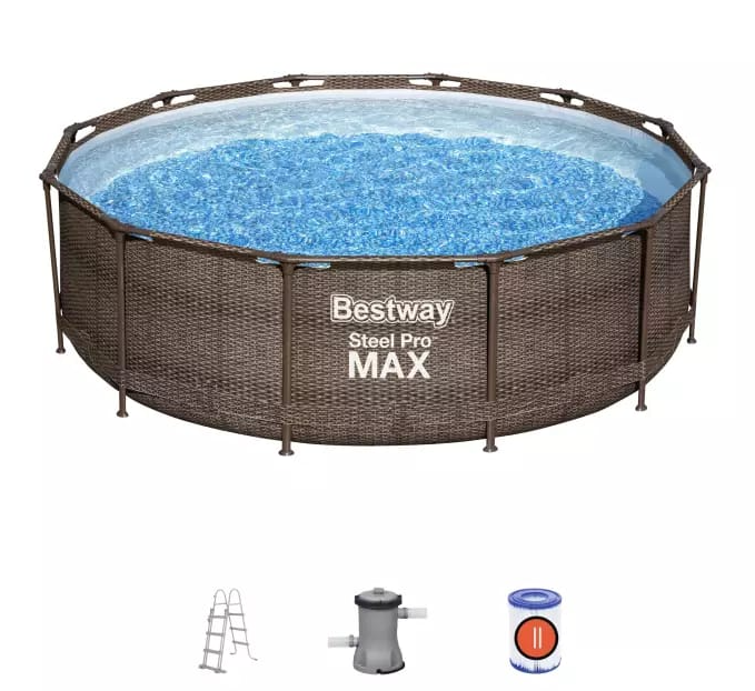 Бассейн BESTWAY каркасный Steel Pro Max 366х100см. Ротанг. фильтр-насос. арт. 56709