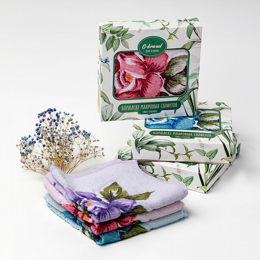 фото Набор махровых салфеток хозяйственных "G-brand" 30х30 см - 3 шт, 100% хл, 360гр/м2