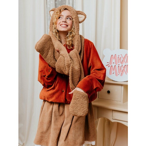 фото Шапка михи михи, размер one size, коричневый, бежевый