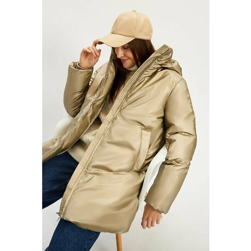 Куртка Baon, размер 48, бежевый зимняя женская ультралегкая тонкая куртка белые гусиные пуховые куртки с капюшоном теплое пальто с длинным рукавом парка женская портат