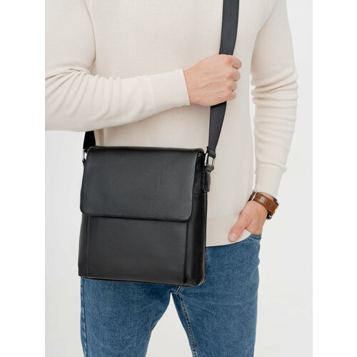 фото Сумка барсетка faustini 8830-black, фактура зернистая, черный