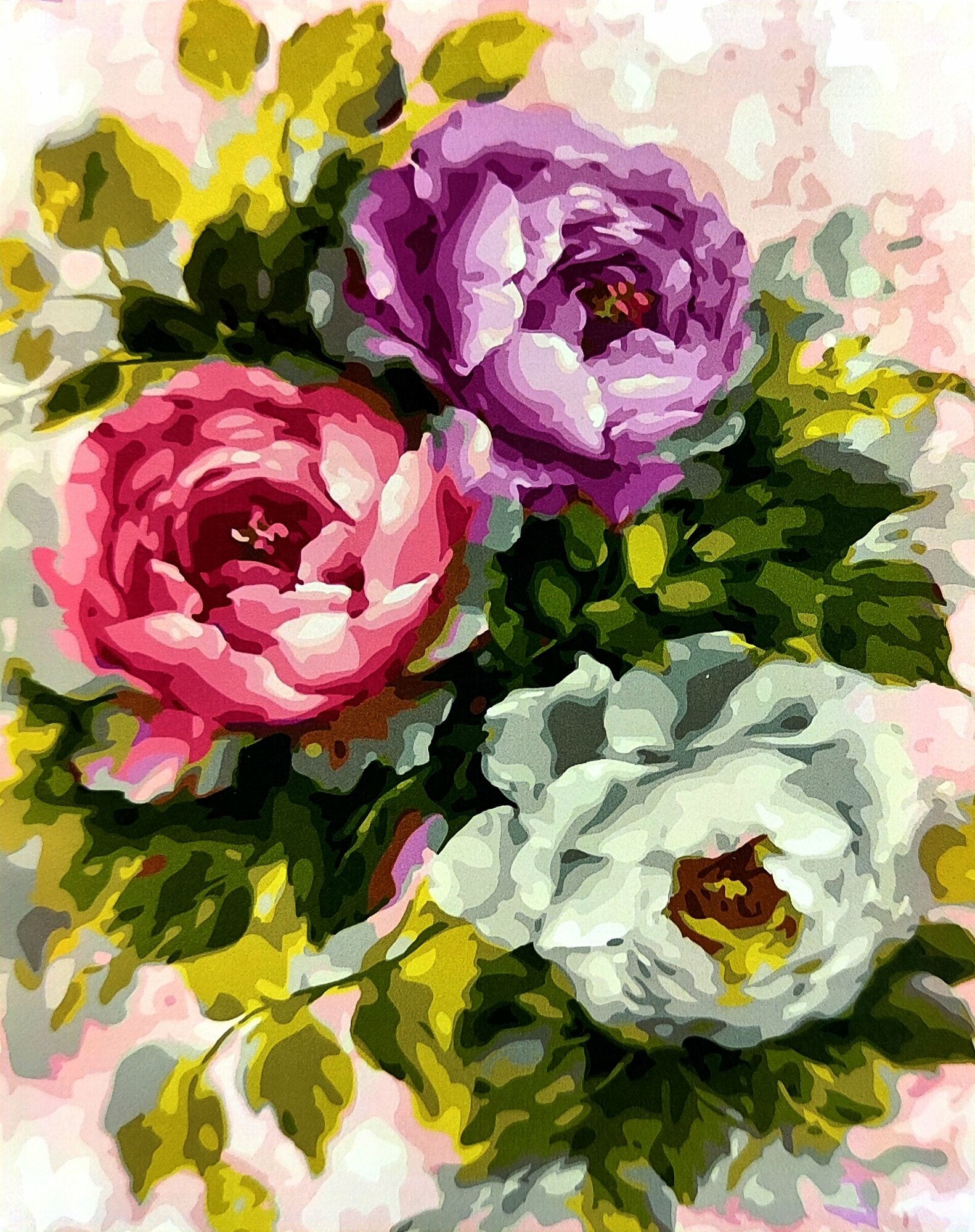 Картина по номерам с цветами 40x50 Paintboy пионы, розы, букет цветов, полевые цветы, сирень.