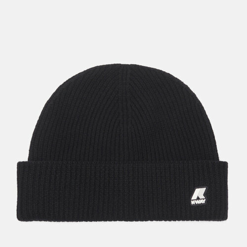 Шапка K-WAY brice cardigan stitch wool, шерсть, утепленная, размер uni, черный