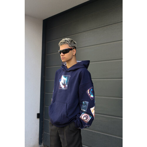 фото Худи polovina худи с нашивками polovina, размер 46, синий