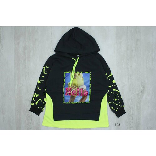 фото Худи loco loco kids, размер 140, желтый, черный