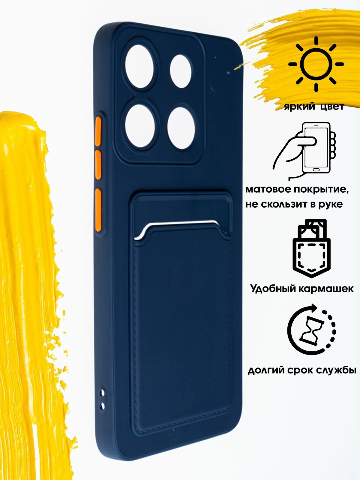 Чехол для карты на Infinix Smart 7 Plus / чехол на инфиникс смарт 7+ синий — фото 1
