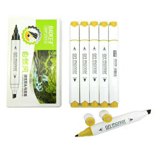Скетч-маркер CC-22/Y005 BAOKE желтый темный Овальный 2х ст (острый+ скош) (6/6/6)