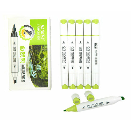 Скетч-маркер CC-22/GG009 BAOKE салатовый Овальный 2х ст (острый+ скош) (6/6/6)