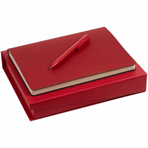 Набор Flex Shall Simple, красный, 23х18,5х4 см, искусственная кожа; покрытие софт-тач; пластик; переплетный картон блокнот shall красный