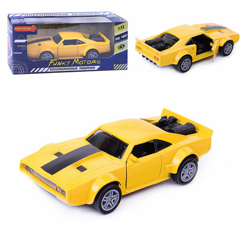 Желтая инерционная машинка Купе die-cast,1:32, открывающиеся двери машинка die cast модель ретро такси инерционная открывающиеся двери желтая 1 32 funky toys ft6