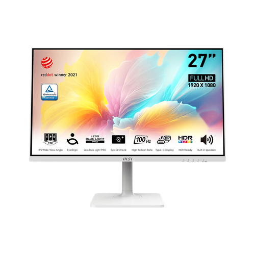 Монитор MSI PRO MP2712PW 27 16:9 FHD(1920x1080) IPS Flat,1ms(MPRT),1000:1,100M:1,300nit,178/178, HDMI 1.4, USB-C, Speaker, Tilt, Swivel, Height, Pivot, VESA,100Hz, White,1y war-ty (9S6-3PA49H-200)