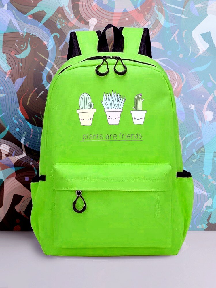 фото Большой зеленый рюкзак с DTF принтом эстетика растения - 2257