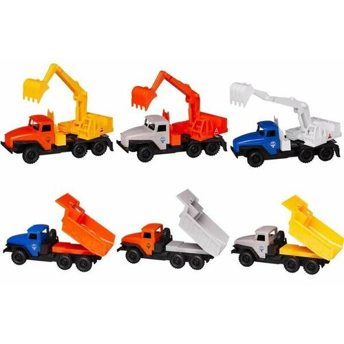 Машинка коллекционная АвтоДром Самосвал/Экскаватор 18 см, 6 шт в шоубоксе, цена за штуку