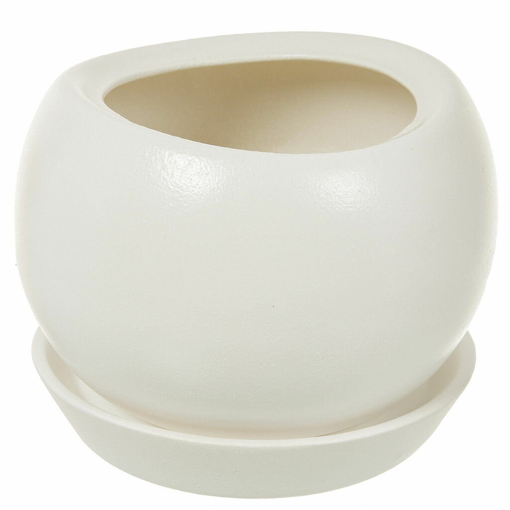 Горшок для цветов керамика, 1.2 л, 15х10 см, белый, Адель №3, 81 932 592