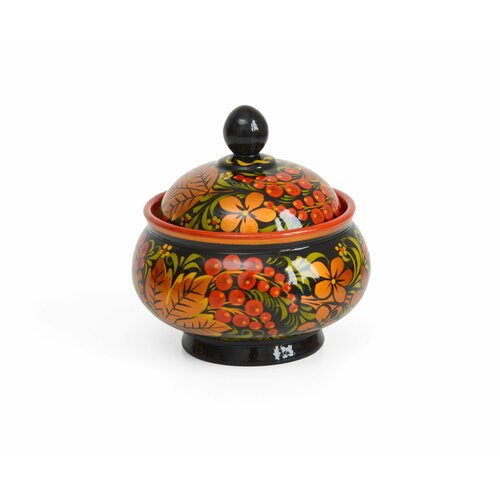 Солонка деревянная маленькая хохлома Рябина 1290₽