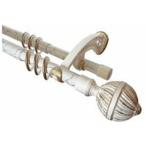 Телескопический круглый карниз Волшебная палочка двухрядный металл, 1.5 м - 3.0 м, белое золото УТ000071360
