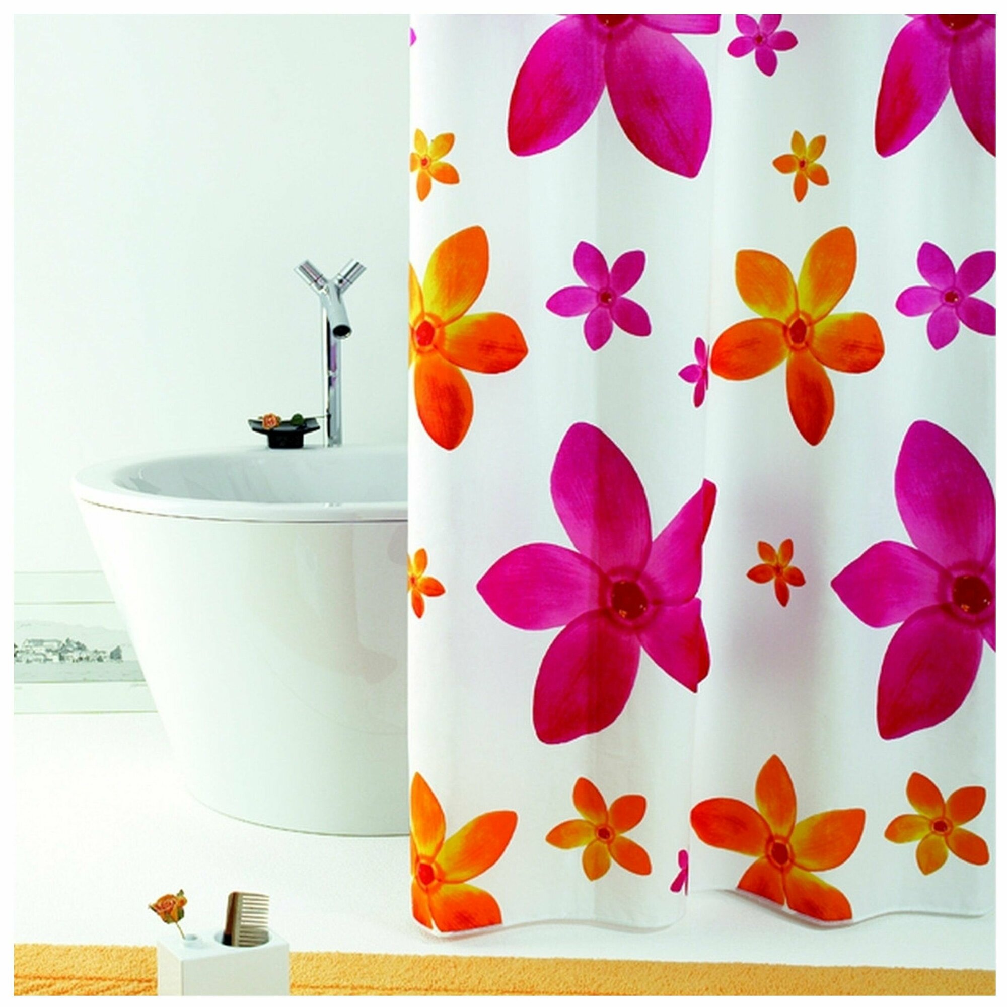 Штора для ванны Bacchetta  Dafne   винил  180x200 см  бело розовая