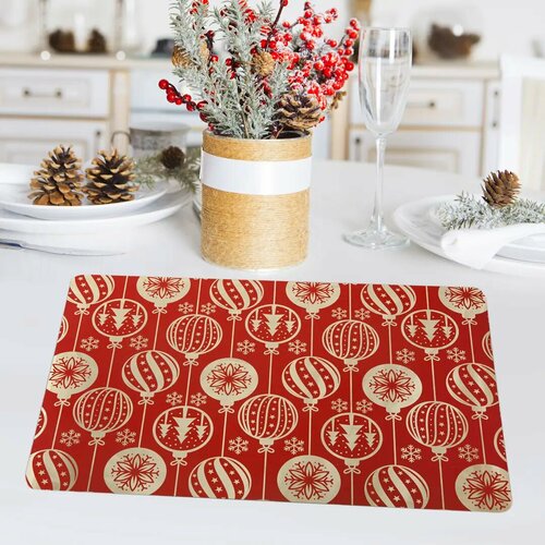 Салфетка 435x285 см Елочные игрушки красная 764₽