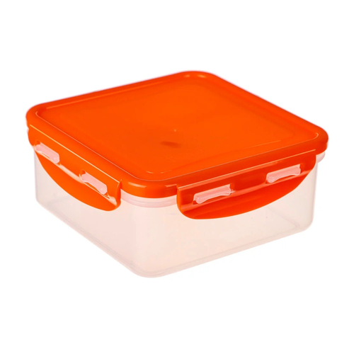 Контейнер герметичный для СВЧ рыжий с защелками, 0,9л, 861-345