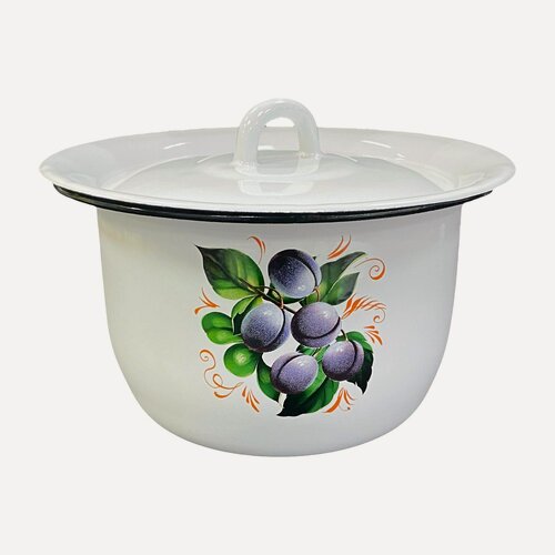 Изображение товара Эмалированная ночная ваза, ночной горшок для взрослых 3л с рисунком "Сливы"